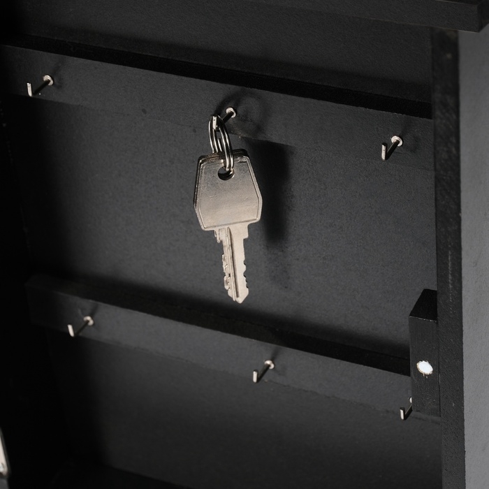 Ключница дерево "Дерево" чёрная, зеркальная 6х22,3х29,5 см