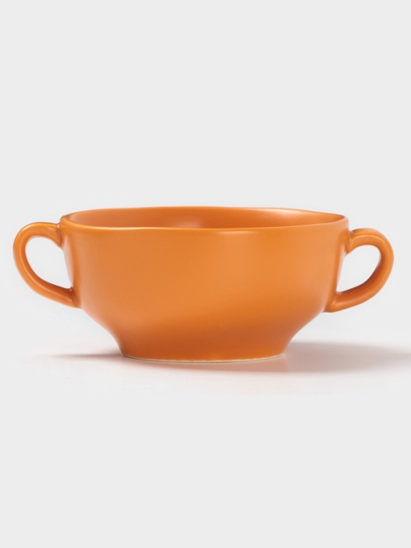 Бульонница Magistro "Potter" 255мл 15х2,5 цвет оранжевый с блюдцем