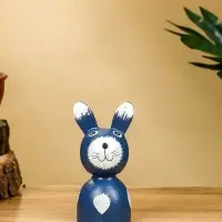 Набор сувенирный "Зайки" дерево H 14, 12, 9 см, цв. синий