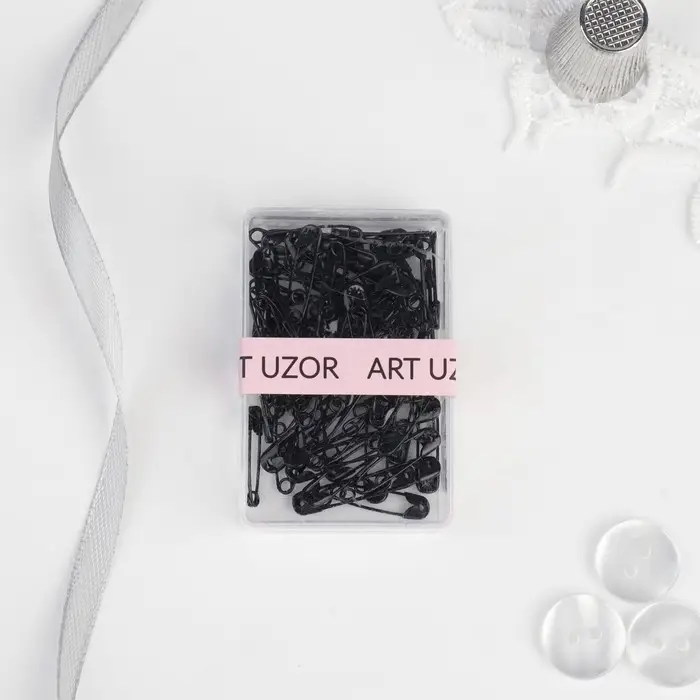 Булавки английские, 19&times;4 мм, 80 шт., цвет чёрный