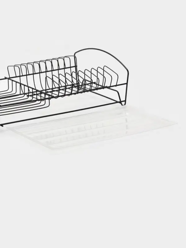 Сушилка для тарелок и кружек с поддоном 39*25*12 см, цвет черный