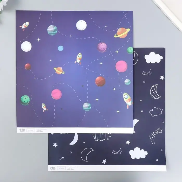Двусторонняя бумага для скрапбукинга &laquo;Арт Узор. Космическое небо&raquo;, 180 г/м&sup2;, 30.5&times;32 см