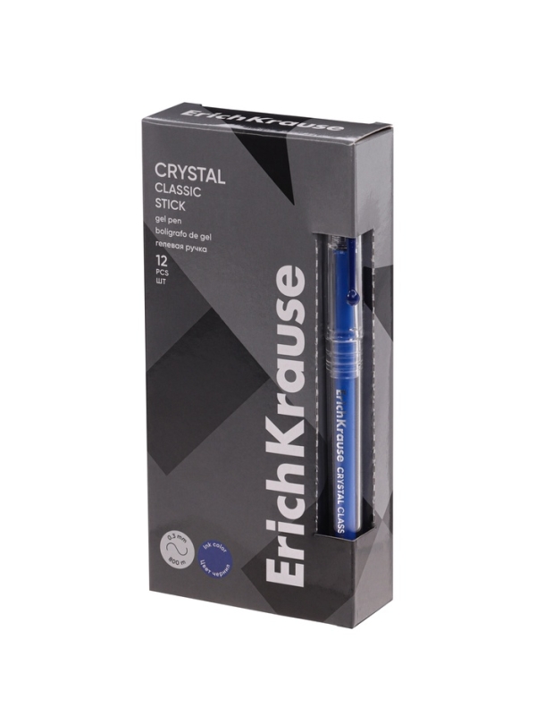 Ручка гелевая ErichKrause Crystal Stick Classic, 0.5мм, премиум, синяя
