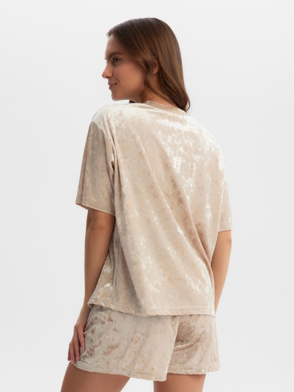 Комплект женский (футболка и шорты) KAFTAN Velvet р. 44-46, бежевый