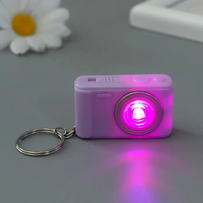 Фонарик свет на кольце "Фотоаппарат" мигает МИКС пастельные цвета 2,8х4,5х1,5 см