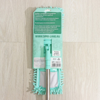 Швабра для мытья пола плоская Доляна, насадка из микрофибры букля 42&times;12 см, телескопическая стальная ручка 80(130) см