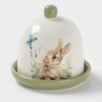 Лимонница Доляна &laquo;Зайка&raquo;, керамика, 9&times;9 см, белая