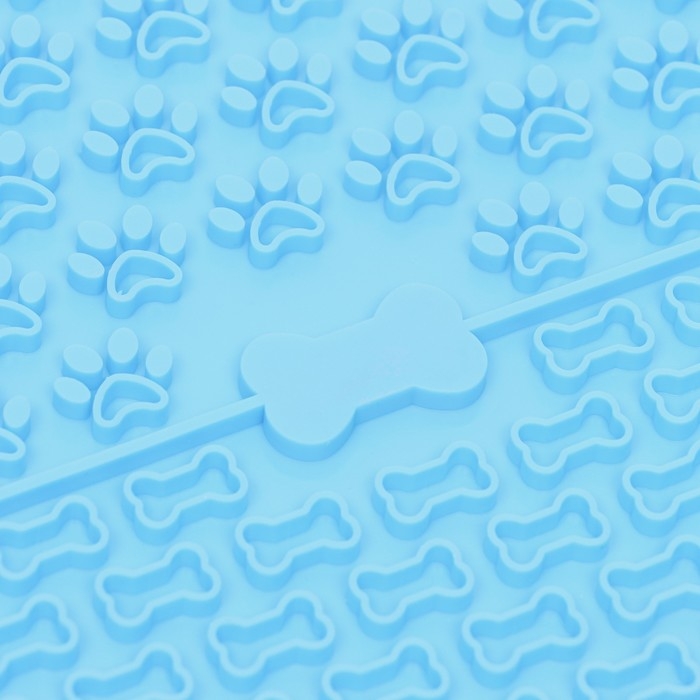 Коврик для лизания на присосках 18,5 х 18,5 см, силикон, голубой