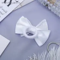 Резинка для волос "Школьница" бант кружевной, 7 см, белый