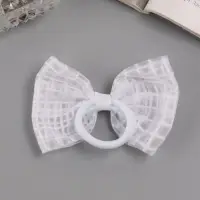 Резинка для волос &laquo;Бантик&raquo;, хрусталь клетка, 9 см, белая