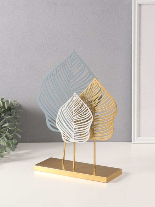 Сувенир металл "Листья Монстеры" синий 8х25х31 см