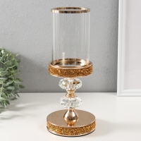 Подсвечник стекло, металл на 1 свечу "Вива кристалл" на магните, золото 11,8х11,8х28 см Подсвечник стекло, металл на 1 свечу "Вива кристалл" на магните, золото 11,8х11,8х28 см