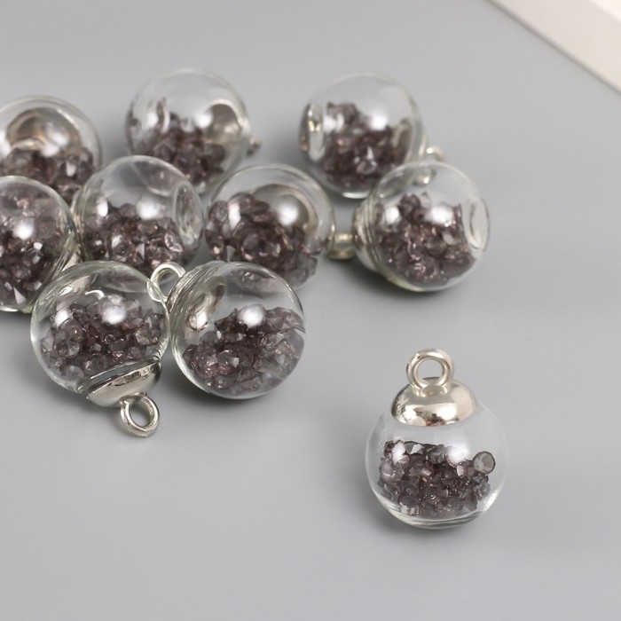 Подвеска декоративная для творчества стекло Подвеска декоративная для творчества стекло "Шар - камешки" серая d=1,6 см набор 10 шт