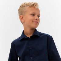 Рубашка для мальчика MINAKU: School Collection, тёмно-синяя, рост 152 см