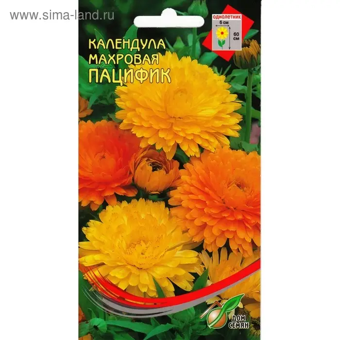 Семена цветов Календула "Пацифик" Дом семян, смесь, О,     20 шт