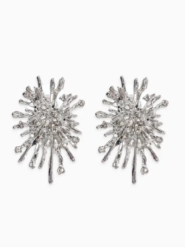 Серьги "Феерверк", цвет белый в серебре