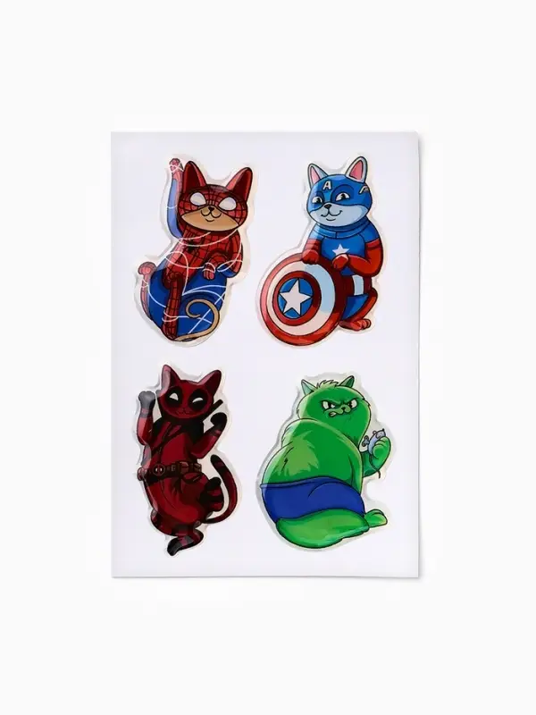 Объемные 3D стикеры на телефон &laquo;Коты&raquo;, 4 шт, 3 &times; 3 см