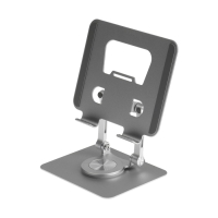 Подставка для планшета, регулируемая складная, поворот на 360&deg;, металл, серебристая