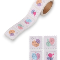 Наклейка бумага "Марки. Любовь" 3х3 см 200 шт в рулоне