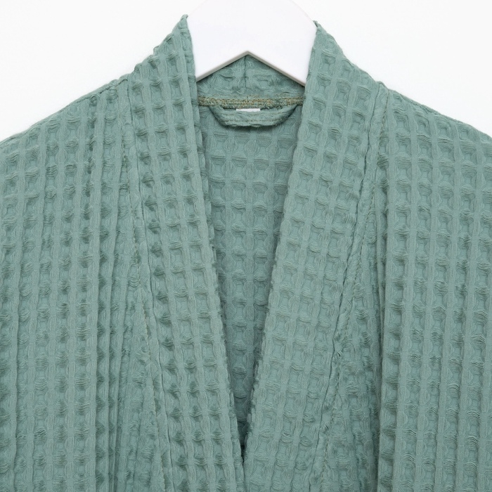 Халат вафельный женский удлинённый Этель "Boho" размер 46-48, цвет мятный, 100% хлопок, 290 г/м2