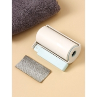 Ролик для одежды с велюровой щёткой, 55 листов, цвет белый с голубым