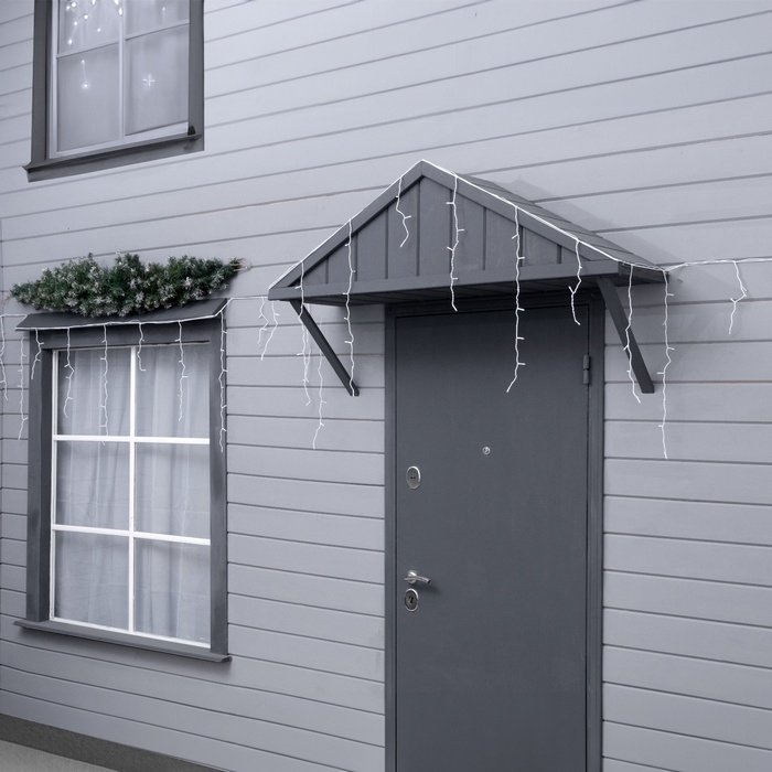 Гирлянда &laquo;Бахрома&raquo; 12 &times; 0.7 м, IP44, УМС, белая нить, 240 LED, свечение белое, 220 В