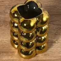 Ваза керамика настольная "Дайзи" шарики, h=20х11, d=7 см, золото