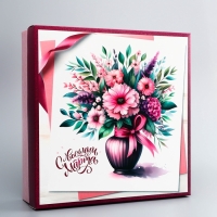Коробка складная, крышка-дно, "Букет цветов", 30 х 30 х 8 см без окна Коробка складная, крышка-дно, "Букет цветов", 30 х 30 х 8 см без окна