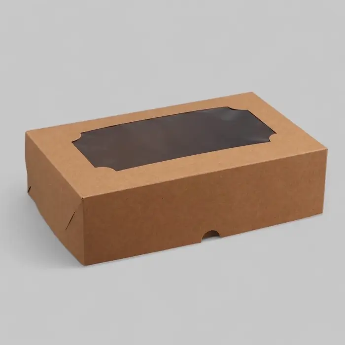 Коробка складная с окном под зефир, крафт, 25&times;15&times;7 см