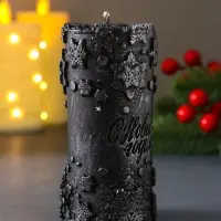 Свеча столбик "С Новым годом" 55*105 мм темно-синяя