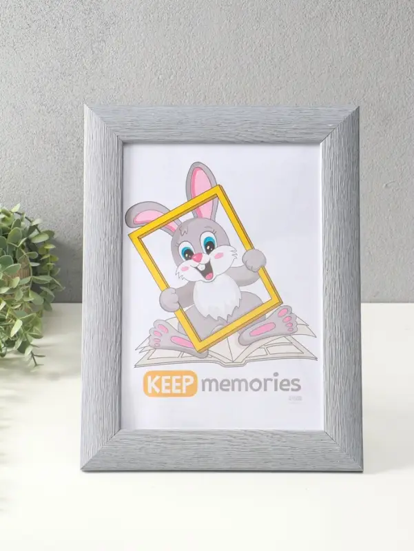 Фоторамка 21х30 см (с ножкой) "Luxe Elegance" пластик, серо-голубой, (пластик экран)