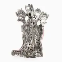 Брошь "Цветы Тюльпанов в Сапогах", цвет бело-розовый в серебре