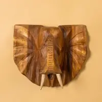 Панно &laquo;Голова слона&raquo;, 32&times;15&times;22 см, дерево Суар, бежевое