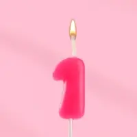 Свеча для торта &laquo;Неоновая&raquo;, цифра 1, розовая