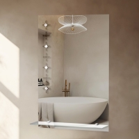 Зеркало &laquo;Ромб&raquo;, с пескоструйной графикой, настенное, с полочкой, 40&times;60 см