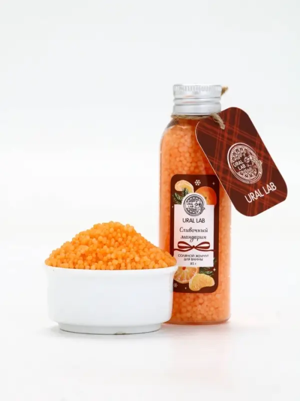 Жемчуг для ванны во флаконе, 85 г, аромат сливочный мандарин,URAL LAB