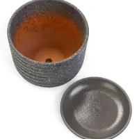 Горшок цветочный  с поддоном 1,6 л, серый керамика "Пряности" (М)