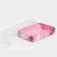 Кондитерская упаковка, коробка для макарун с PVC крышкой, Live Love Laugh, 18 х 12 х 3.5 см