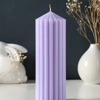 Свеча-цилиндр 7х20 см, 600 гр, с крупными гранями, лаванда