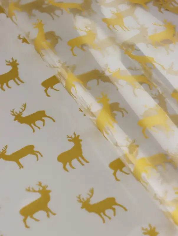 Пленка глянцевая "Северные олени", золото, 0,7 х 7,5 м, 40 мкм, 200 гр