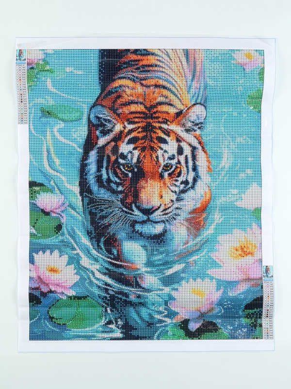 Алмазная мозаика с полным заполнением на холсте &laquo;Тигр в воде&raquo;, 40 х 50 см