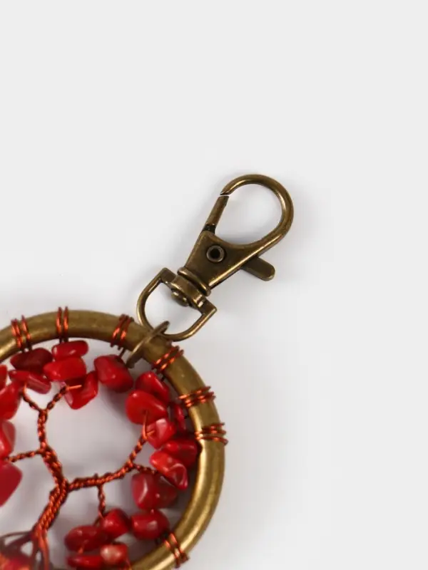 Брелок ловец снов "Великое древо" 19 см, цв. красный