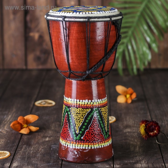 Сувенирный музыкальный инструмент "Барабан Джембе ящерица" 14x14x30 см   МИКС