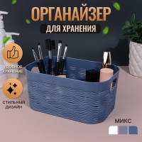 Органайзер для хранения «WAVE», с ручками, 1 секция, 19,5 × 12,5 × 9,2 см, цвет МИКС Органайзер для хранения «WAVE», с ручками, 1 секция, 19,5 × 12,5 × 9,2 см, цвет МИКС