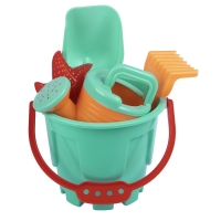 Песочный набор бирюзовый.(ведро 1,2 л,лопатка,грабли,4 формочки, лейка 0,2 л) JB5600267