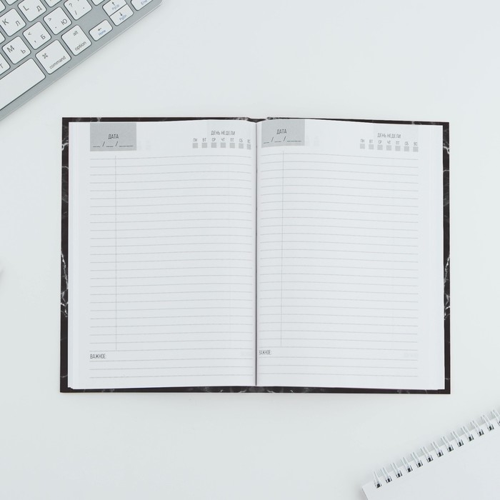 Ежедневник А5, 80 листов в твердой обложке &laquo;Черный мрамор&raquo;
