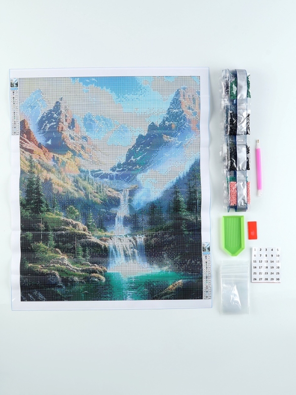 Алмазная мозаика с полным заполнением на холсте &laquo;Озеро в горах&raquo;, 40 х 50 см