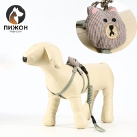 Комплект амуниции с игрушкой и круглым поводоком 120 х 1 см,ОШ 22-38 см, ОГ 22-38 см, зелёный