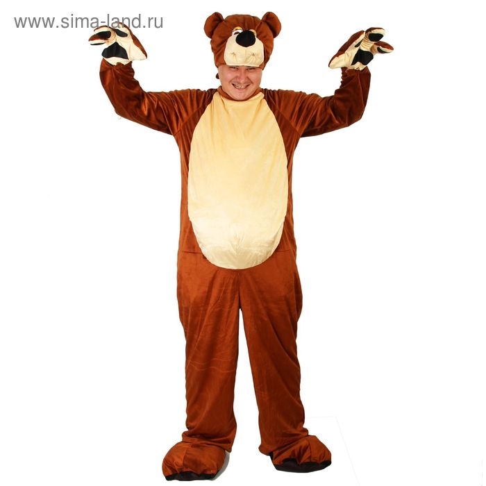 Карнавальный костюм «Бурый медведь», комбинезон, шапка, р. 50-52, рост 180 см, цвета МИКС Карнавальный костюм «Бурый медведь», комбинезон, шапка, р. 50-52, рост 180 см, цвета МИКС