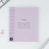 Тетрадь 12 листов в частую косую линейку, А5, на скрепке, блок №1 &laquo;Минимализм&raquo; МИКС